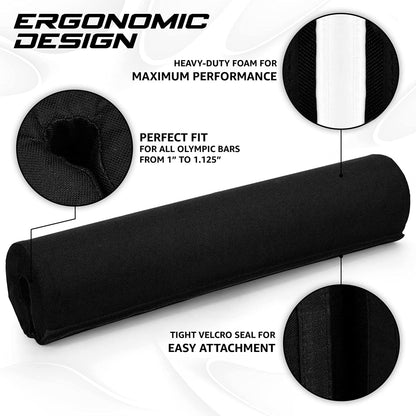 Yes4All Ergonomic Foam Bar Pad, Olympic Barbell Squat & Neck Pad for Squats, Hip Thrusts & Weight Lifting Bar
