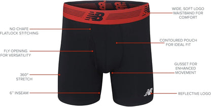 Men'S Performance Boxer Briefs with Fly, Breathable Stretch Underwear, Moisture Wicking, Soft Waistband (3 Pack)