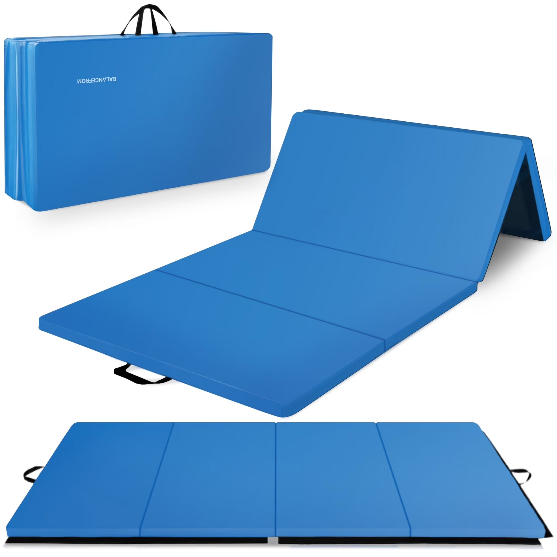 10Ft X 4Ft X 2In 4-Panel All-Purpose Folding Gymnastics Mat, Blue