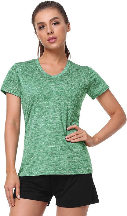 5-Pack Women'S Short Sleeve Dry Fit T-Shirt Moisture Wicking V-Neck Tee | Exercise Yoga Tees,Quick Dry Tops for Workout,Gym