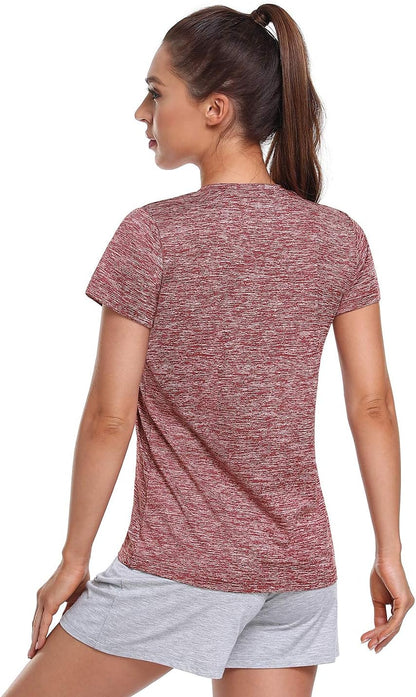5-Pack Women'S Short Sleeve Dry Fit T-Shirt Moisture Wicking V-Neck Tee | Exercise Yoga Tees,Quick Dry Tops for Workout,Gym