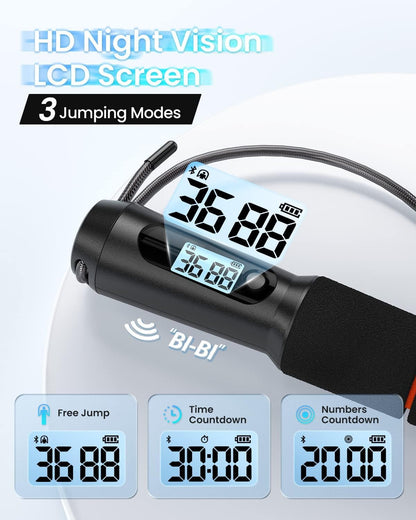 Smart Jump Rope - APP Data Storage & Tracking & Analysis, Tangle-Free Jumping Rope for Men, Women, Skipping Rope with Counter, Adjustable Workout Jump Ropes for Crossfit, Gym, MMA